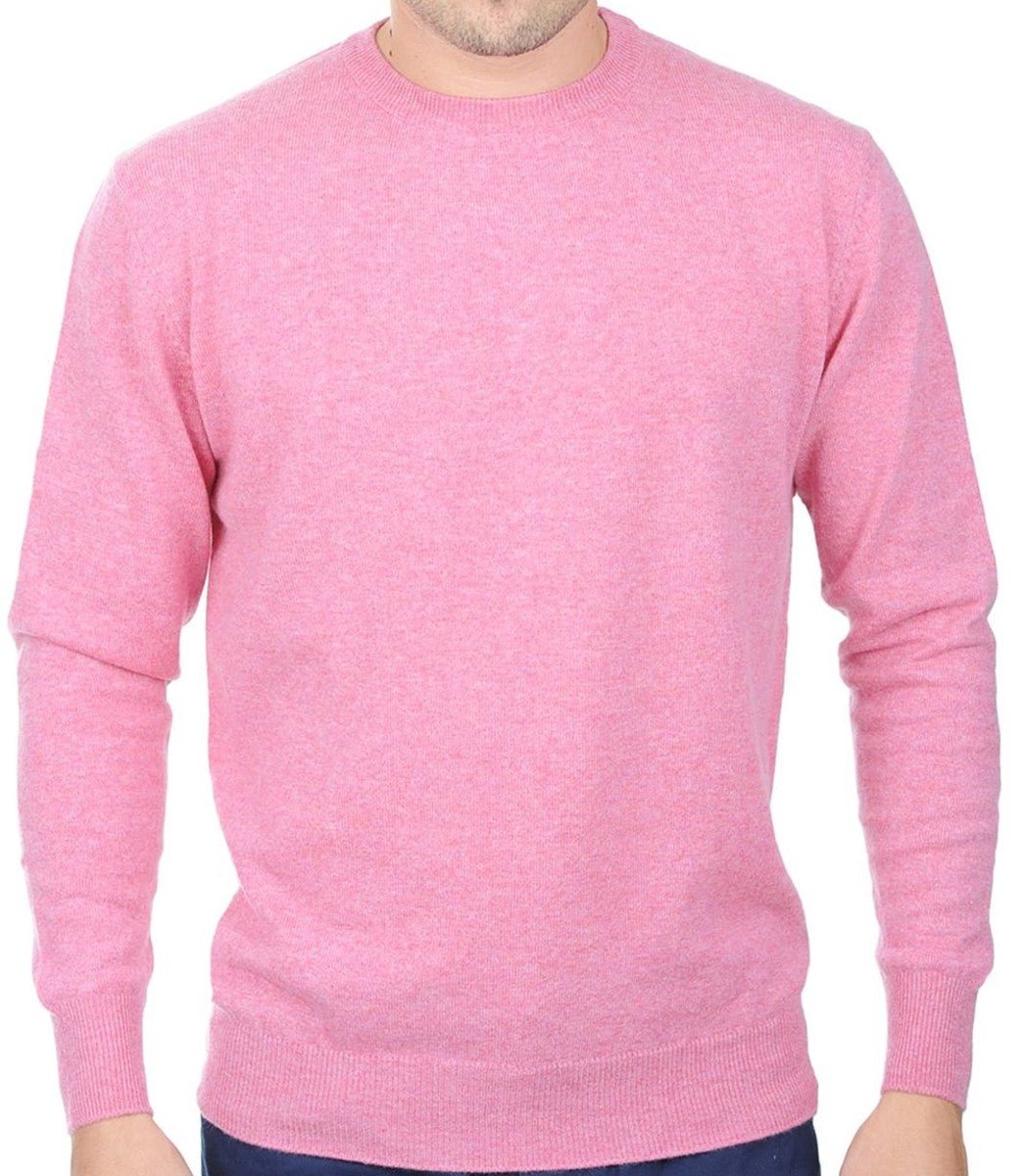 Balldiri 100% Kaschmir Herren Pullover Rundhals 2 - fädig rosa M - Kaschmir Herren Pullover rosa - Balldiri