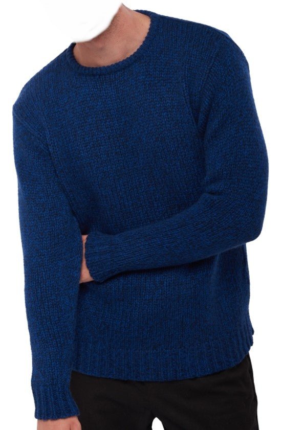 Balldiri 100% Kaschmir Herren Pullover rundhals 20 - fädig - nachtblau/blau meliert - Balldiri