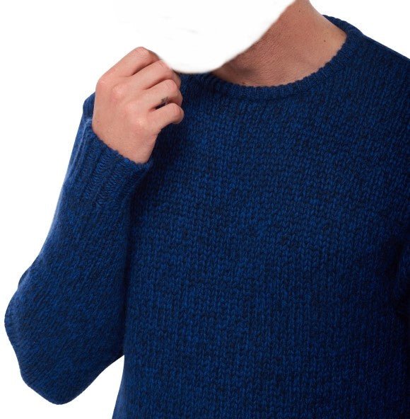 Balldiri 100% Kaschmir Herren Pullover rundhals 20 - fädig - nachtblau/blau meliert - Balldiri