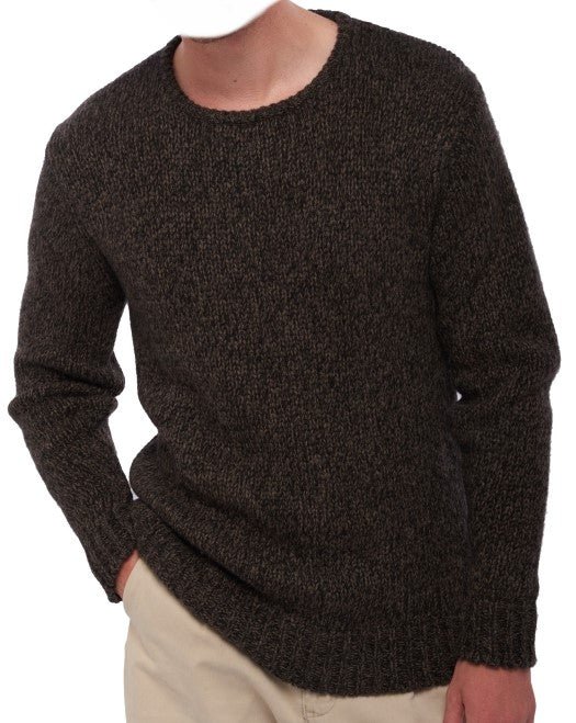 Balldiri 100% Kaschmir Herren Pullover rundhals 20 - fädig - schwarz/braun meliert - Balldiri