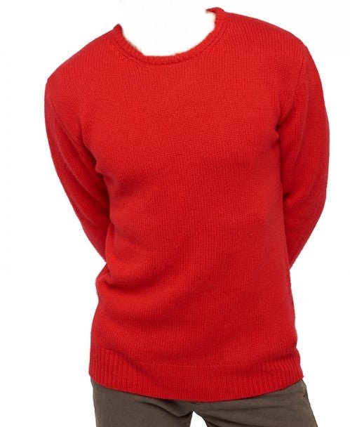 Balldiri 100% Kaschmir Herren Pullover Rundhals 8 - fädig - rot - Balldiri