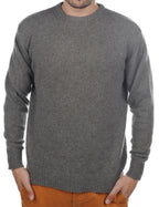 Balldiri 100% Kaschmir Herren Pullover Rundhals 8 - fädig - graubraun meliert - Balldiri