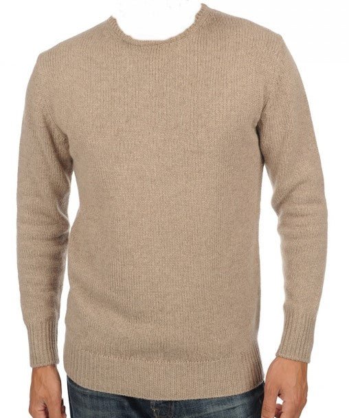 Balldiri 100% Kaschmir Herren Pullover Rundhals 8 - fädig - naturbraun meliert - Balldiri