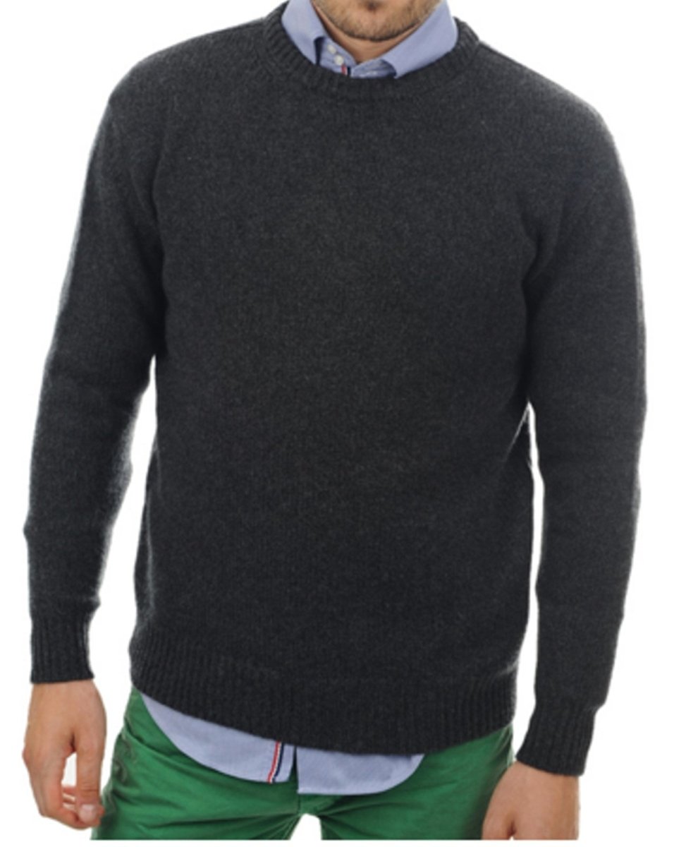 Balldiri 100% Kaschmir Herren Pullover Rundhals 8 - fädig - anthrazit - Balldiri