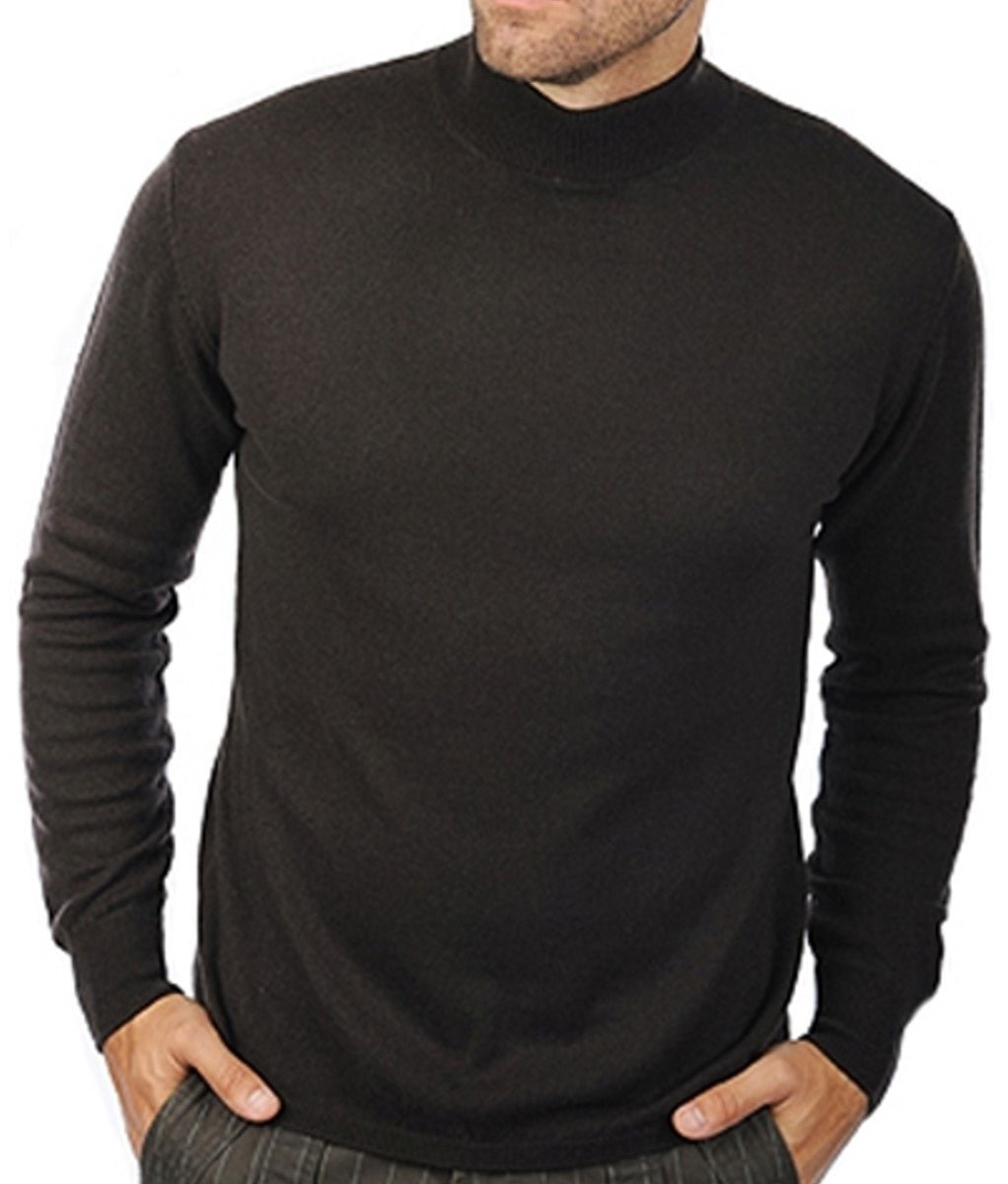 Balldiri 100% Kaschmir Herren Pullover Stehkragen 2 - fädig - braun - Balldiri