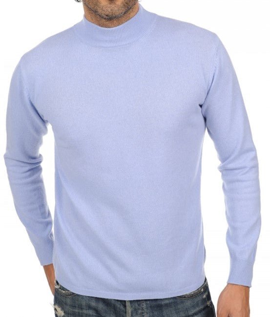 Balldiri 100% Kaschmir Herren Pullover Stehkragen 2 - fädig - himmelblau - Balldiri