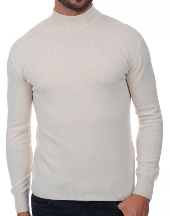Balldiri 100% Kaschmir Herren Pullover Stehkragen 2 - fädig - ecru - Balldiri