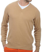 Balldiri 100% Kaschmir Herren Pullover V - Ausschnitt 4 - fädig camel 3XL - Balldiri