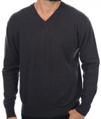 Balldiri 100% Kaschmir Herren Pullover V - Ausschnitt anthrazit 2 - fädig XL - Balldiri