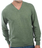 Balldiri 100% Kaschmir Herren Pullover V - Ausschnitt grün 4XL - Luxuriöser Komfort - Balldiri