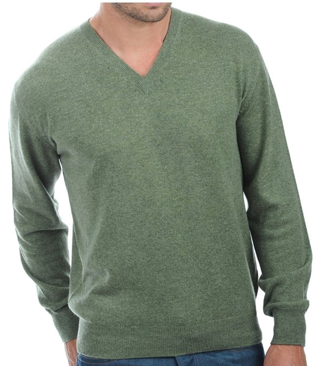 Balldiri 100% Kaschmir Herren Pullover V - Ausschnitt grün 4XL - Luxuriöser Komfort - Balldiri