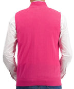 Balldiri 100% Kaschmir Herren Pullunder Zipper - neon rosa - Balldiri