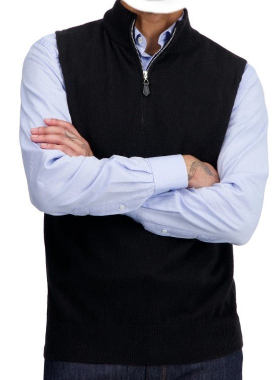 Balldiri 100% Kaschmir Herren Pullunder Zipper - schwarz - Balldiri