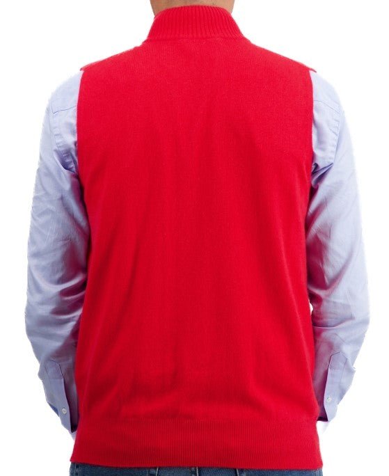 Balldiri 100% Kaschmir Herren Pullunder Zipper - rot - Balldiri