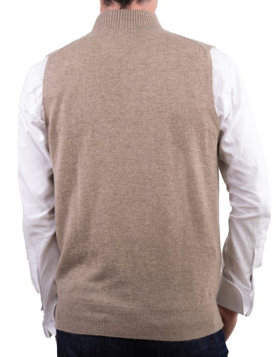 Balldiri 100% Kaschmir Herren Pullunder Zipper - naturbraun - Balldiri