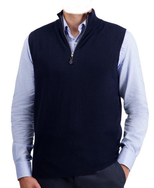 Balldiri 100% Kaschmir Herren Pullunder Zipper - nachtblau - Balldiri