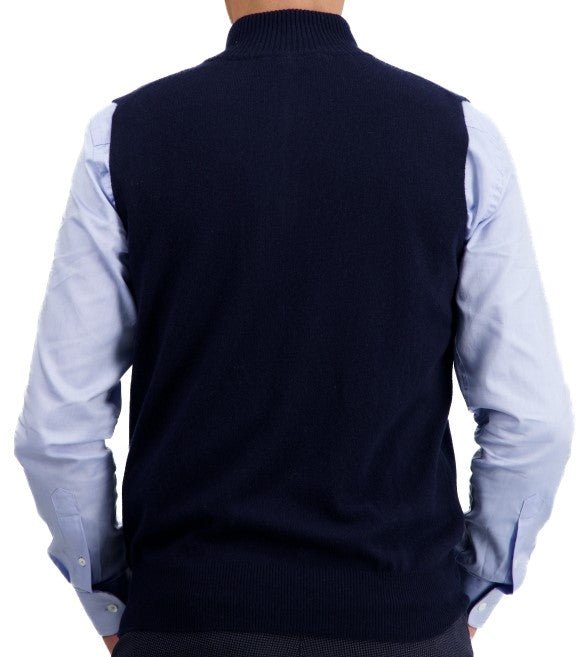 Balldiri 100% Kaschmir Herren Pullunder Zipper - nachtblau - Balldiri