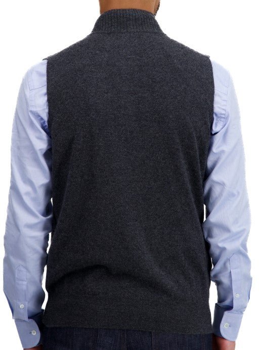 Balldiri 100% Kaschmir Herren Pullunder Zipper - anthrazit meliert - Balldiri