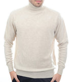 Balldiri 100% Kaschmir Herren Rollkragen Pullover 2 - fädig ecru meliert M - Balldiri