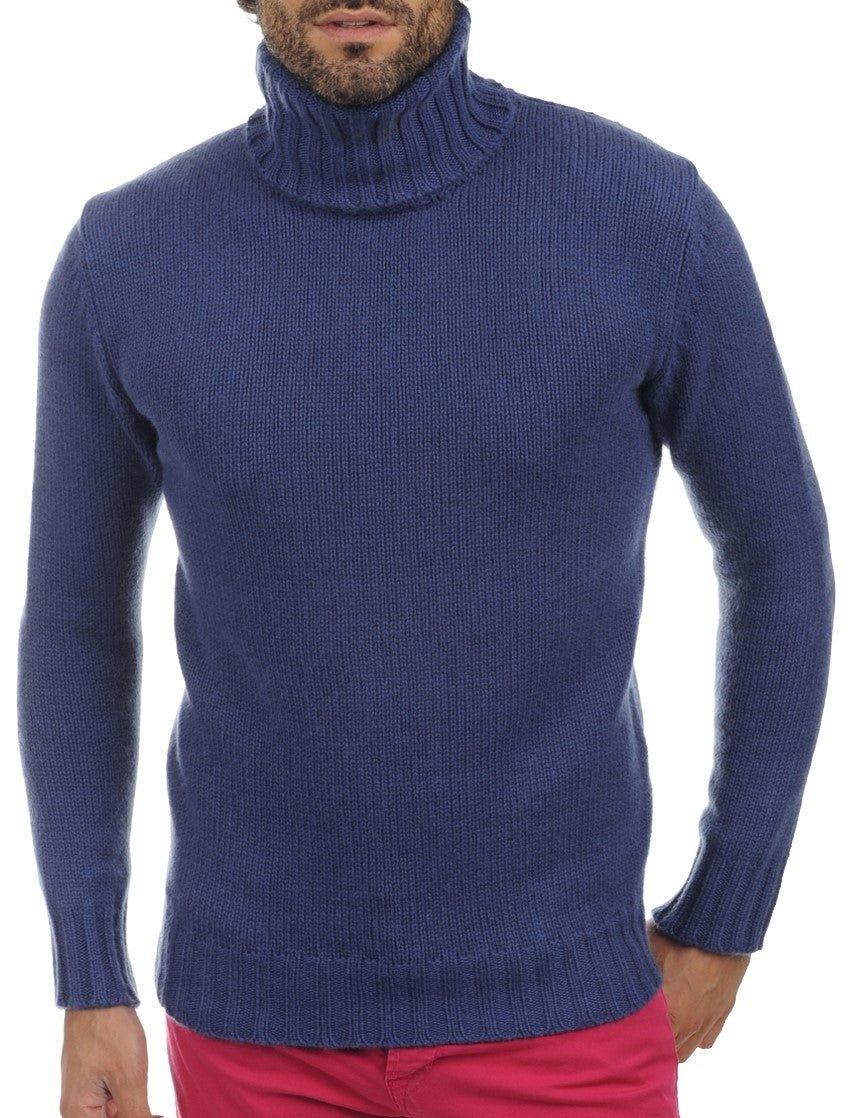 Balldiri 100% Kaschmir Herren Rollkragenpullover 10 - fädig für höchsten Komfort - kobaltblau - Balldiri