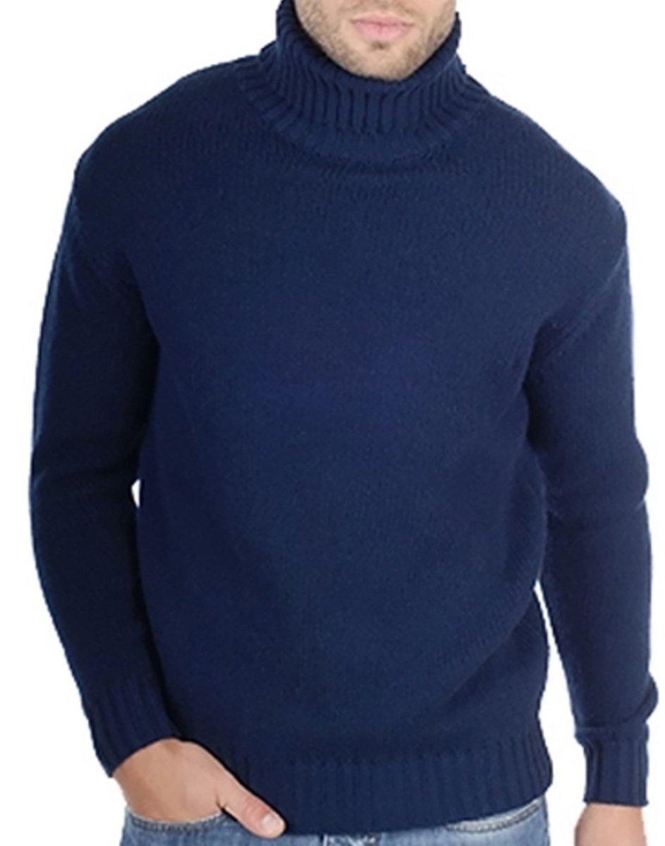 Balldiri 100% Kaschmir Herren Rollkragenpullover 10 - fädig für höchsten Komfort - nachtblau - Balldiri