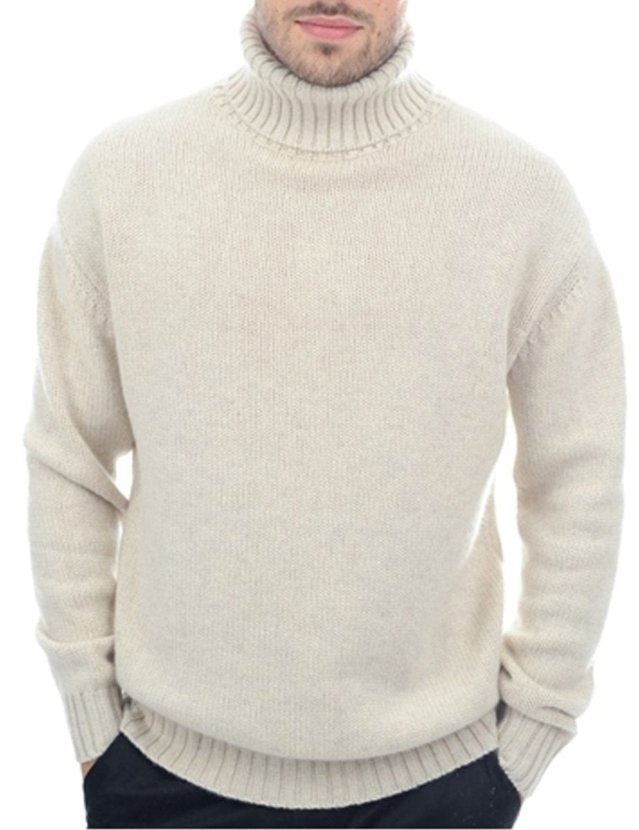 Balldiri 100% Kaschmir Herren Rollkragenpullover 10 - fädig für höchsten Komfort - ecru - Balldiri