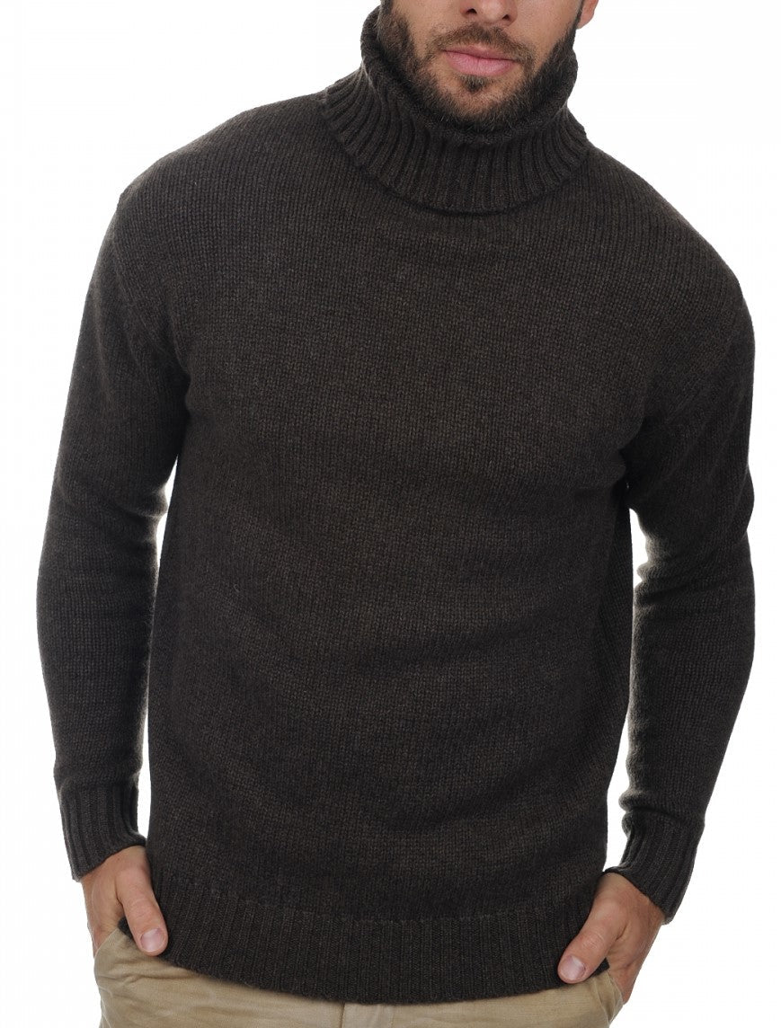 Balldiri 100% Kaschmir Herren Rollkragenpullover 10 - fädig für höchsten Komfort - braun meliert - Balldiri
