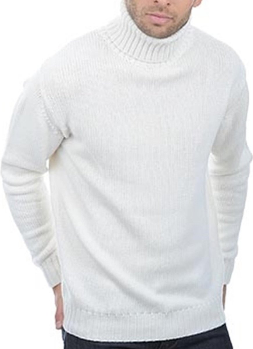 Balldiri 100% Kaschmir Herren Rollkragenpullover 10 - fädig für höchsten Komfort - Weiß - Balldiri