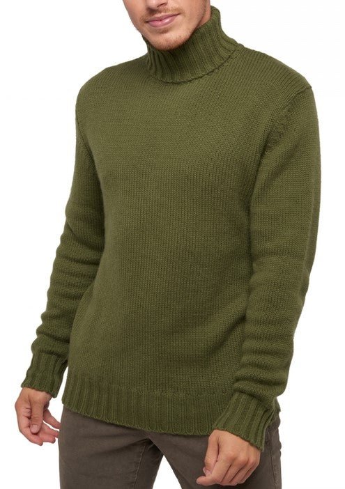 Balldiri 100% Kaschmir Herren Rollkragenpullover 10 - fädig für höchsten Komfort - khaki - Balldiri