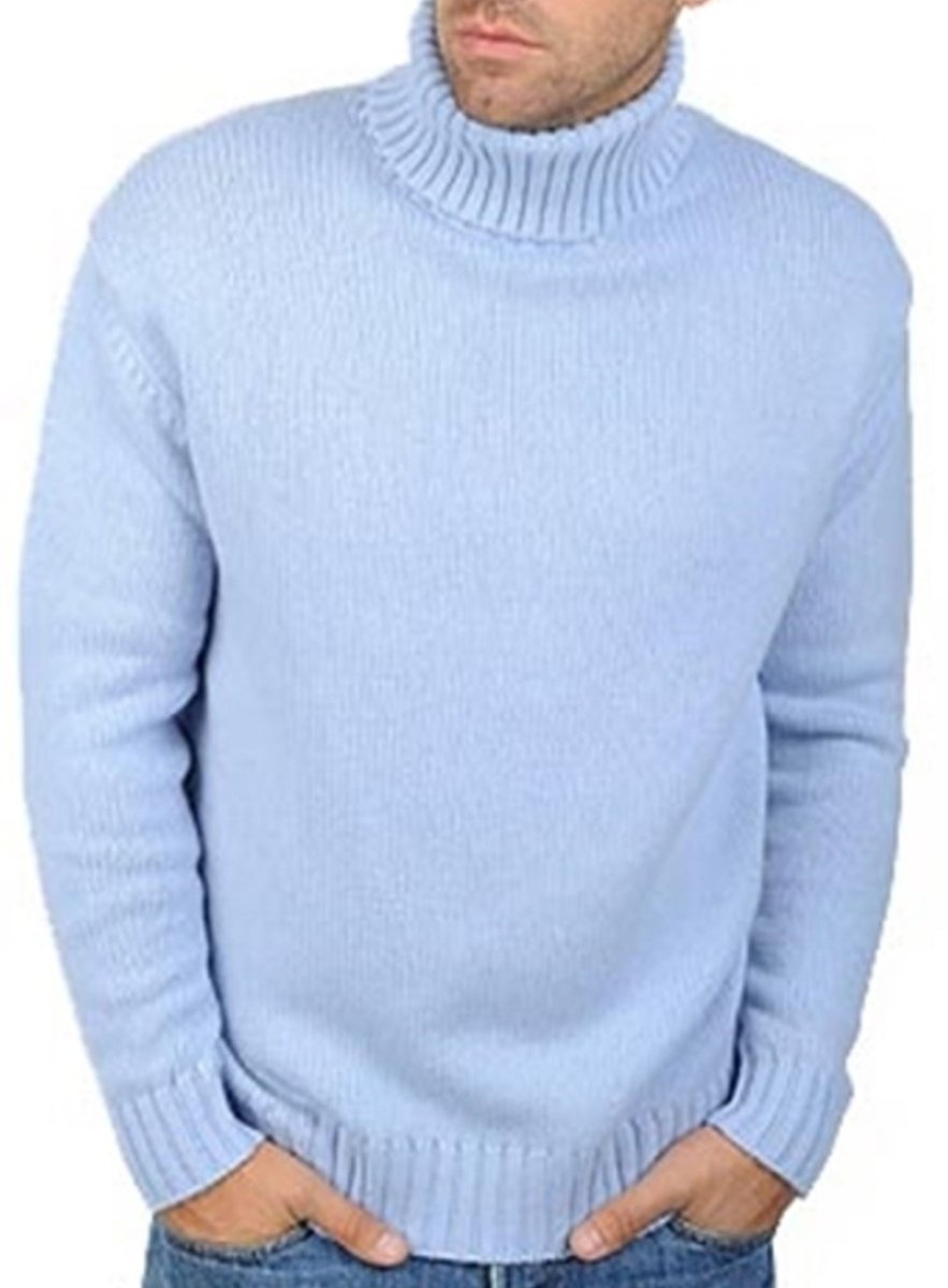Balldiri 100% Kaschmir Herren Rollkragenpullover 10 - fädig für höchsten Komfort - himmelblau - Balldiri