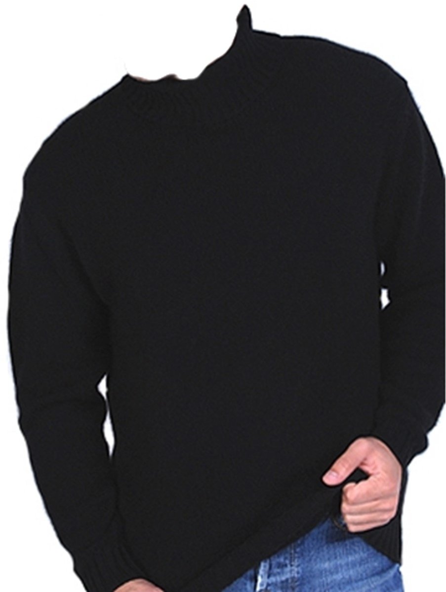 Balldiri 100% Kaschmir Herren Rollkragenpullover 10 - fädig für höchsten Komfort - Schwarz - Balldiri
