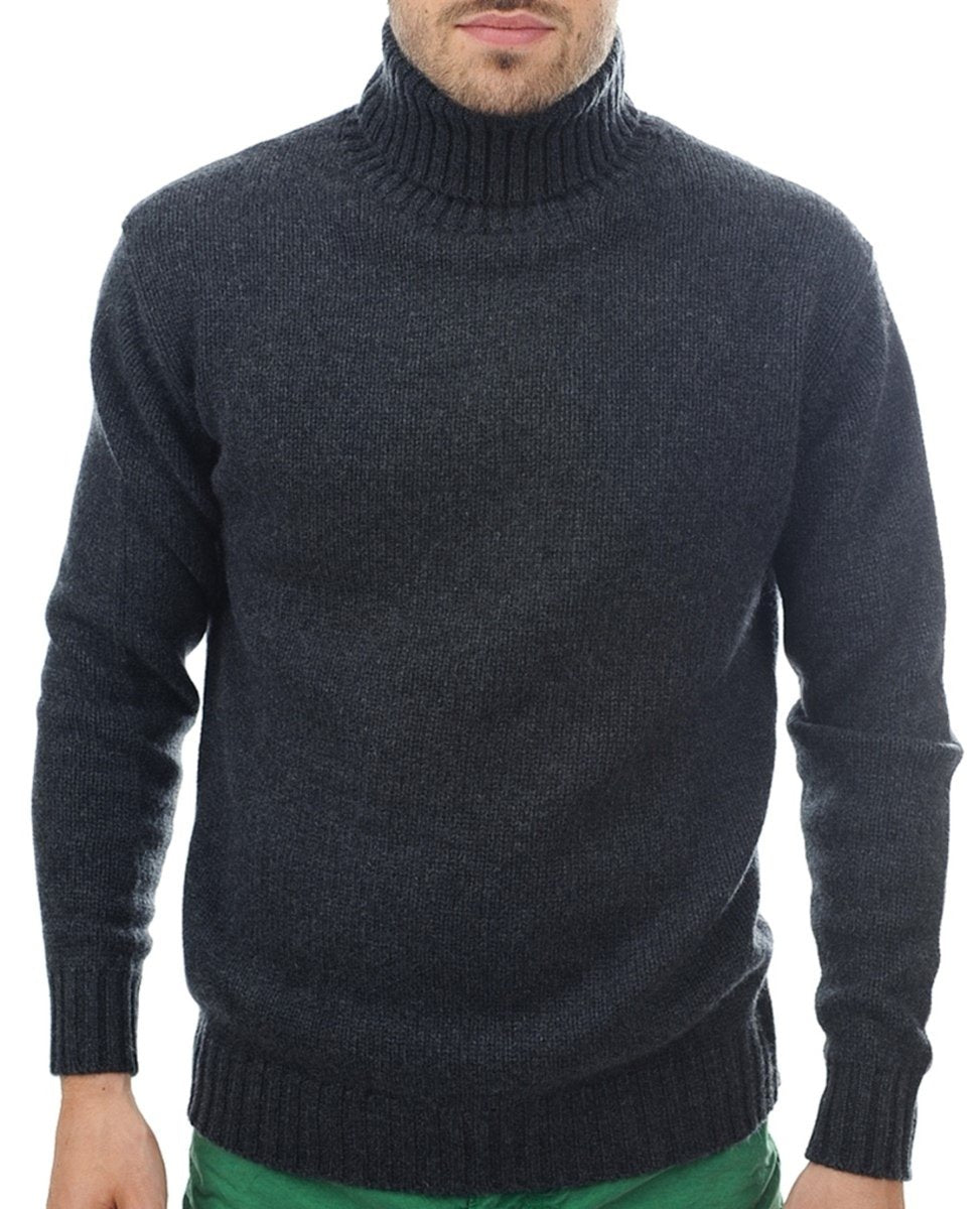 Balldiri 100% Kaschmir Herren Rollkragenpullover 10 - fädig für höchsten Komfort - anthrazit meliert - Balldiri