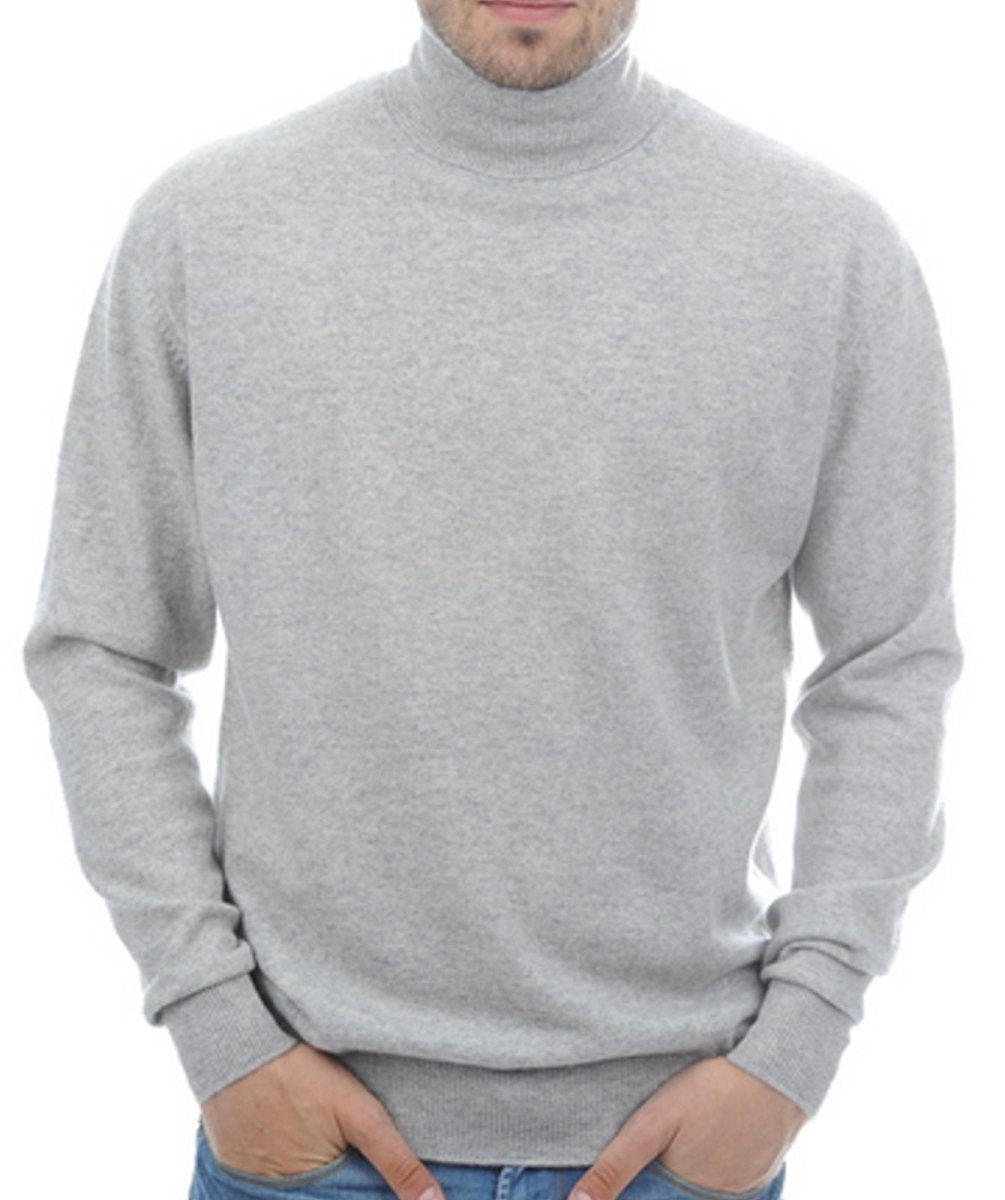 Balldiri 100% Kaschmir Herren Rollkragenpullover - 2 - fädig für höchsten Komfort - hellgrau - Balldiri