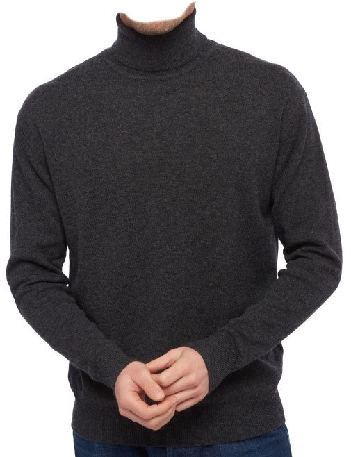 Balldiri 100% Kaschmir Herren Rollkragenpullover - 2 - fädig für höchsten Komfort - anthrazit - Balldiri