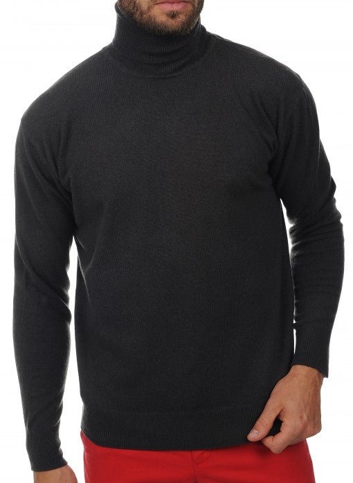 Balldiri 100% Kaschmir Herren Rollkragenpullover - 2 - fädig für höchsten Komfort - anthrazit meliert - Balldiri