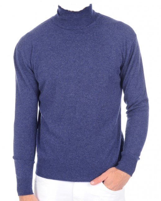 Balldiri 100% Kaschmir Herren Rollkragenpullover - 2 - fädig für höchsten Komfort - indigo - Balldiri