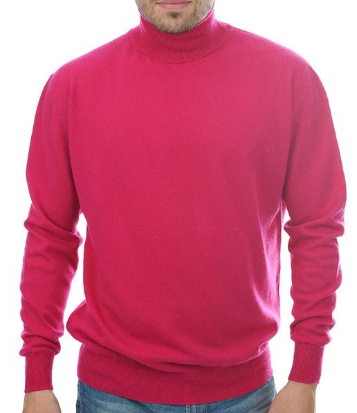 Balldiri 100% Kaschmir Herren Rollkragenpullover - 2 - fädig für höchsten Komfort - fuchsie - Balldiri