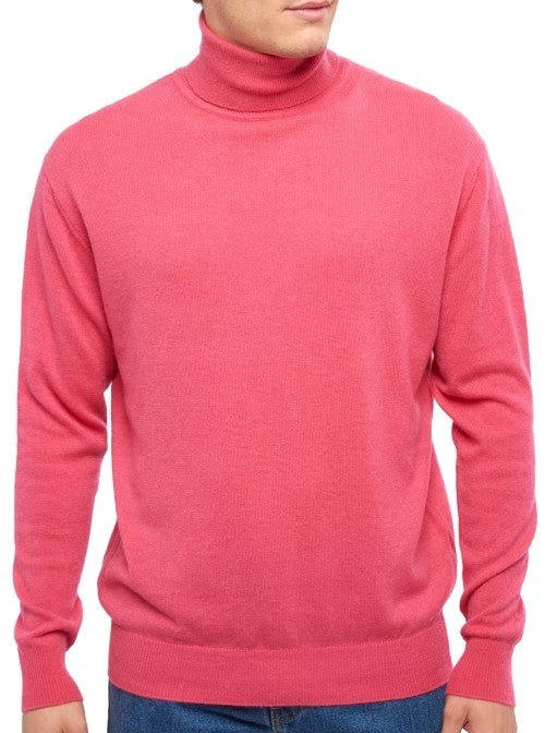 Balldiri 100% Kaschmir Herren Rollkragenpullover - 2 - fädig für höchsten Komfort - rosa - Balldiri