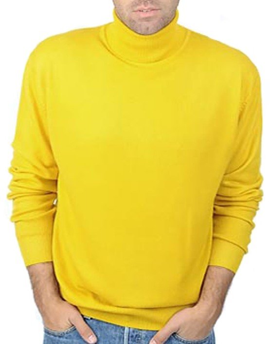 Balldiri 100% Kaschmir Herren Rollkragenpullover - 2 - fädig für höchsten Komfort - gelb - Balldiri