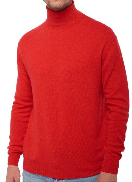 Balldiri 100% Kaschmir Herren Rollkragenpullover - 2 - fädig für höchsten Komfort - rot - Balldiri