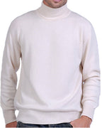Balldiri 100% Kaschmir Herren Rollkragenpullover - 2 - fädig für höchsten Komfort - ecru - Balldiri