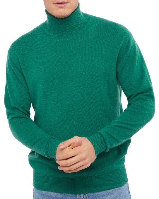Balldiri 100% Kaschmir Herren Rollkragenpullover - 2 - fädig für höchsten Komfort - englischgrün - Balldiri