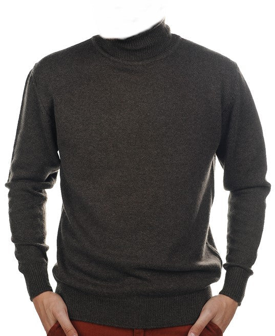Balldiri 100% Kaschmir Herren Rollkragenpullover 4 - fädig für höchsten Komfort - braun - Balldiri