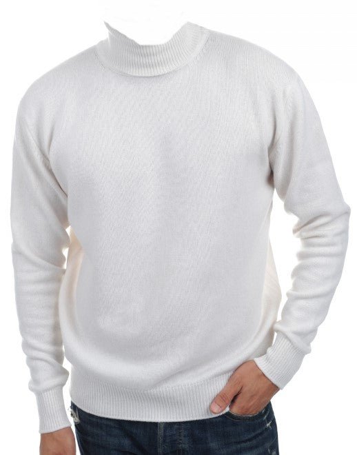 Balldiri 100% Kaschmir Herren Rollkragenpullover 4 - fädig für höchsten Komfort - weiß - Balldiri