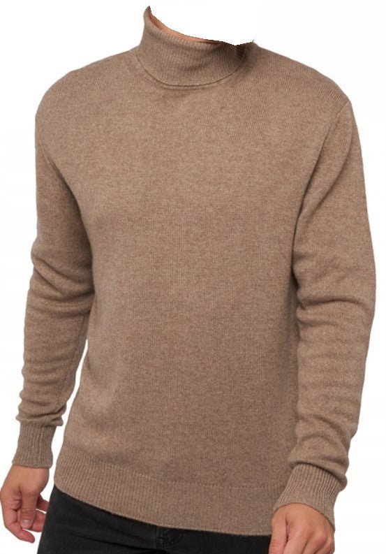 Balldiri 100% Kaschmir Herren Rollkragenpullover 4 - fädig für höchsten Komfort - naturbraun - Balldiri