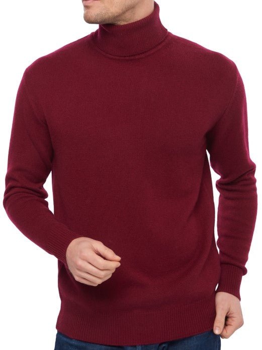 Balldiri 100% Kaschmir Herren Rollkragenpullover 4 - fädig für höchsten Komfort - bordeaux - Balldiri
