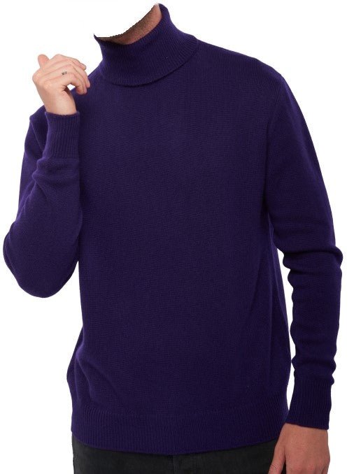 Balldiri 100% Kaschmir Herren Rollkragenpullover 4 - fädig für höchsten Komfort - deep purple - Balldiri