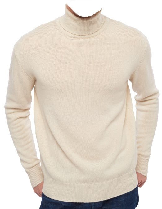 Balldiri 100% Kaschmir Herren Rollkragenpullover 4 - fädig für höchsten Komfort - ecru - Balldiri