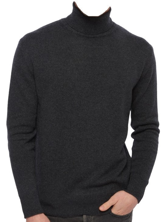 Balldiri 100% Kaschmir Herren Rollkragenpullover 4 - fädig für höchsten Komfort - anthrazit meliert - Balldiri