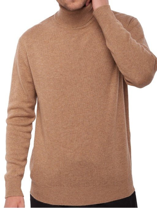 Balldiri 100% Kaschmir Herren Rollkragenpullover 4 - fädig für höchsten Komfort - camel meliert - Balldiri